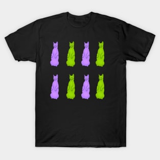 Green and Purple Cats Standing up T-Shirt